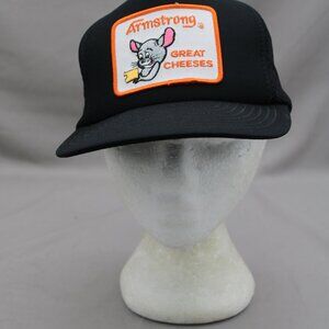Vintage Patched Trucker Hat - Armstrong Cheese Mouse Graphic - Adult Snapback